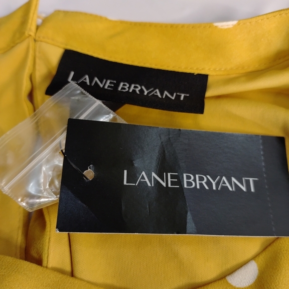 Lane Bryant Midi Dress Plus Size 18 Gold White Polka Dot high Low Sleeveless NWT - Picture 8 of 10